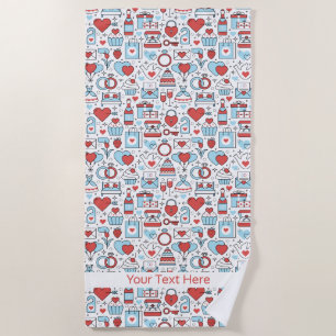 Wedding Icons custom text beach towel