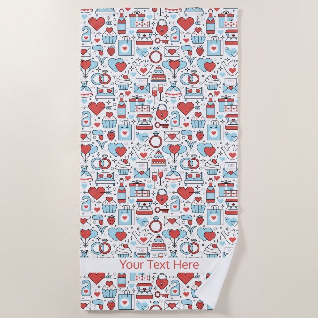 Wedding Icons custom text beach towel (Front)
