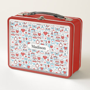 Wedding Icons Pattern custom name lunch boxes