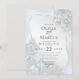 WEDDING Icy Blue Pearl Shimmer Invitation