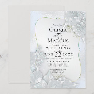 WEDDING Icy Blue Pearl Shimmer Invitation