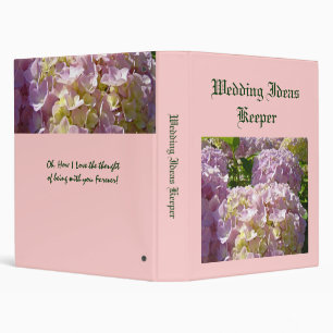 Wedding Ideas Keeper binder Pink Hydrangeas