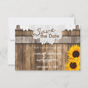 Wedding in a Rustic Wood & Lace Save the Date