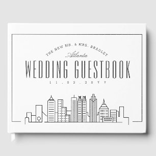 Wedding In Atlanta   Modern Deco Skyline Guest Book
