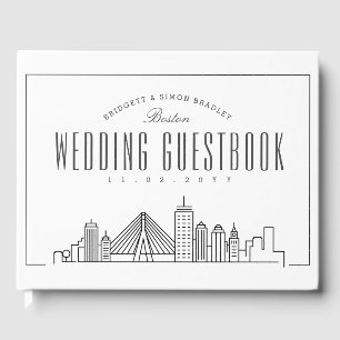 Wedding In Boston Modern Deco Skyline Guest Book