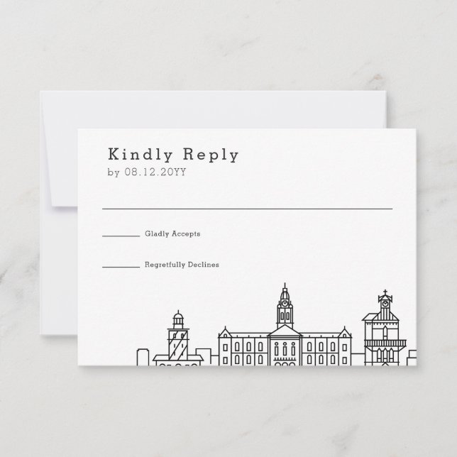 Wedding in Cape Town | Stylized Skyline RSVP Card (Front)