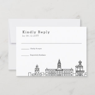 Wedding in Cape Town   Stylized Skyline RSVP Card