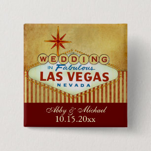 Wedding in Fabulous Las Vegas - Vintage Stripes 2 Inch Square Button