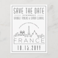 Wedding in France | Skyline Save the Date Postcard