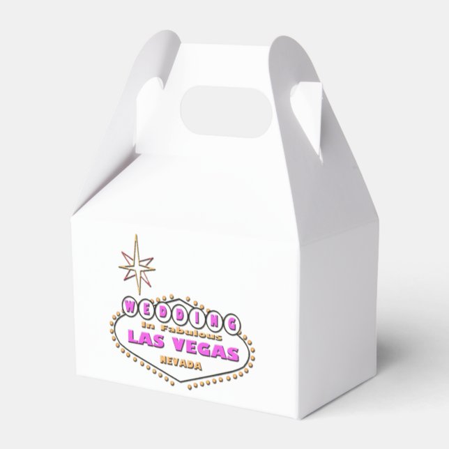 WEDDING IN LAS VEGAS GABLE FAVOR BOX. Pink Logo. Box (Front Side)