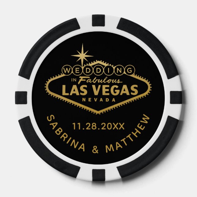 Wedding in Las Vegas Sign Casino Favour Poker Chips (Front)