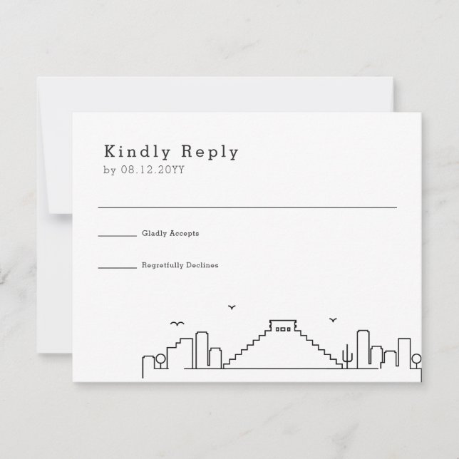 Wedding in Mexico | Stylized Skyline RSVP (Front)