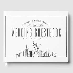 Wedding In New York Modern Deco Skyline Guest Book