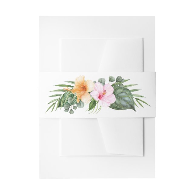 Wedding in Paradise Tropical Botanical Foliage Invitation Belly Band (Front Example)
