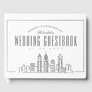 Wedding In Philadelphia Modern Deco Skyline Guest Book