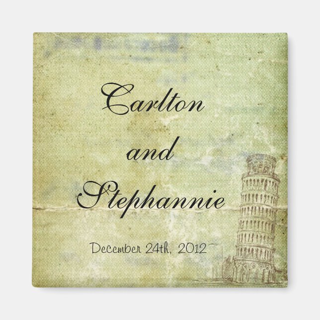 Wedding in Pisa Magnet Favour (Front)