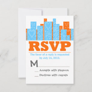 Wedding In The City Orange And Blue RSVP Cards