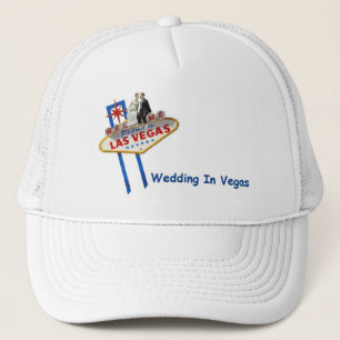 WEDDING In Vegas Bride & Groom on LV Sign Cap