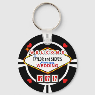 Wedding in Vegas Casino Favour Poker Chip Keychain