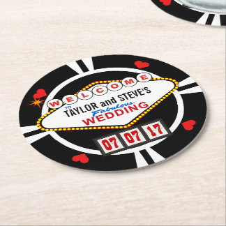 Wedding in Vegas Casino Favour Poker Chip Round Paper Coaster