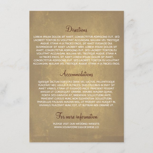 Wedding information cards with oak tree (Front)