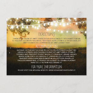Wedding information cards with string lights