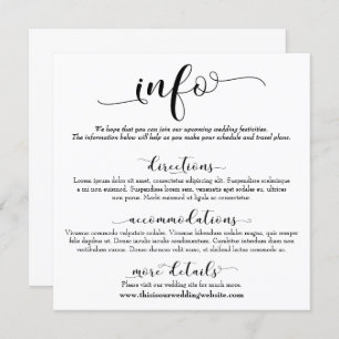 Wedding Information Elegant Script Enclosure Card