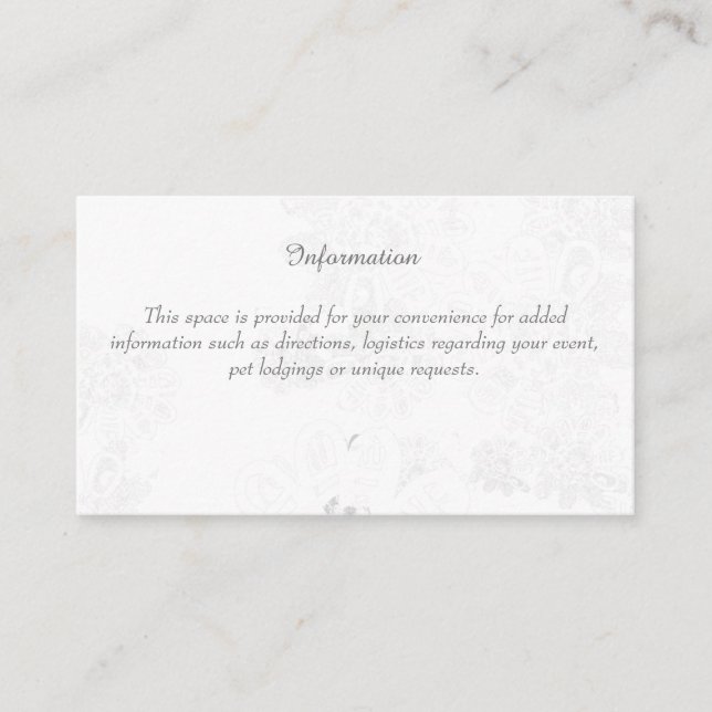 Wedding Information Enclosure(w/White Floral) Enclosure Card (Front)