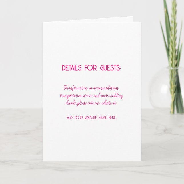 Wedding Information Guests Pink White Minimalist Card (Front)
