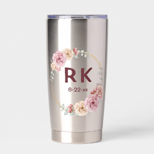 Wedding Initials Framed Personalized Wedding Date  Insulated Tumbler