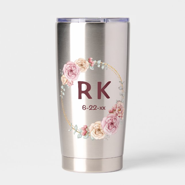 Wedding Initials Framed Personalized Wedding Date  Insulated Tumbler (Front)
