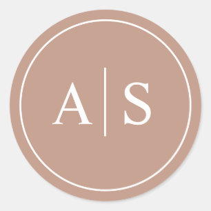 Wedding Initials Minimalist Stationery/Favour Clas Classic Round Sticker