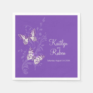 Wedding inked art butterflies pink paper coaster napkin