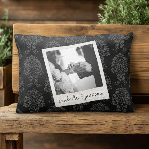 Wedding Instagram Photo Retro frame Custom Text Decorative Pillow