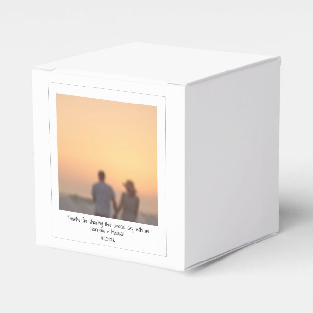 Wedding instant photo names custom modern favor box (Front Side)