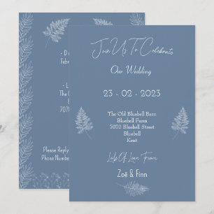 Wedding Invitation (12,7 x 17,8 cm) - Blue And Whi
