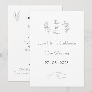 Wedding Invitation (12.7cm x 17.8cm) - Black&White