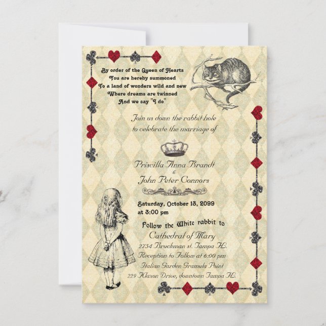Wedding Invitation "Alice in Wonderland" 4x6 (Front)