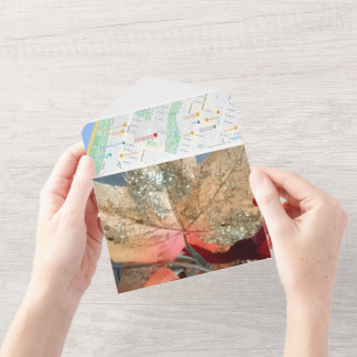 Wedding Invitation All In One Gold Leaf Photo