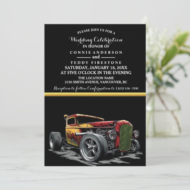 Wedding Invitation and Hot Rod (Standing Front)
