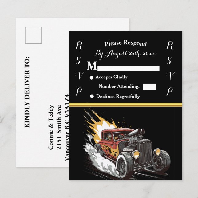 Wedding Invitation and Hot Rod (Front/Back)