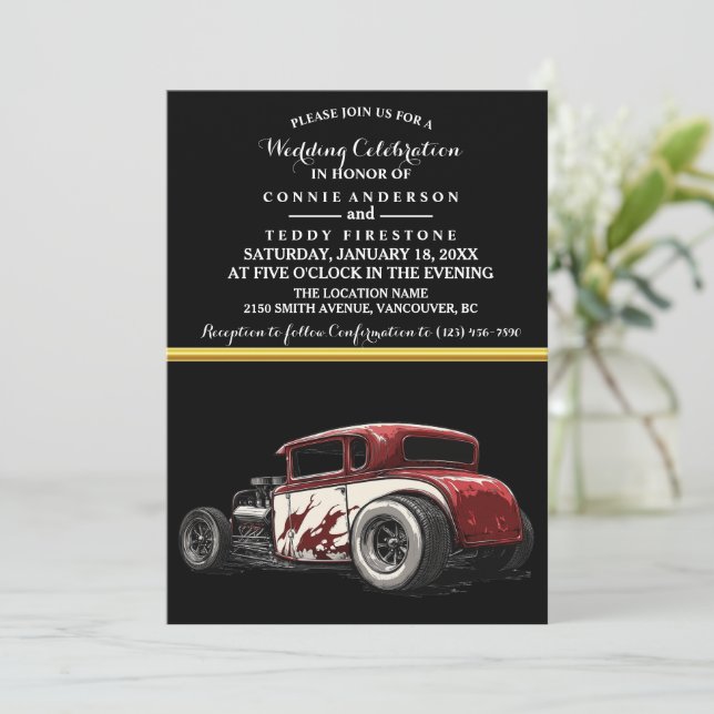 Wedding Invitation and Hot Rod (Standing Front)