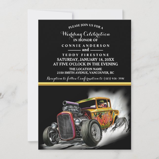 Wedding Invitation and Hot Rod (Front)