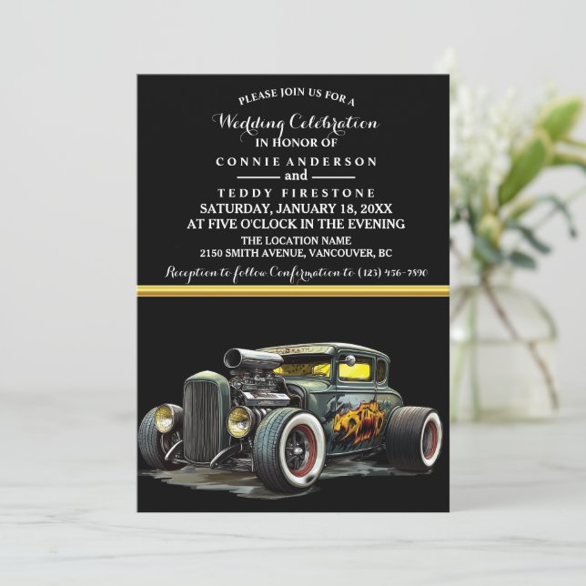 Wedding Invitation and Hot Rod (Standing Front)