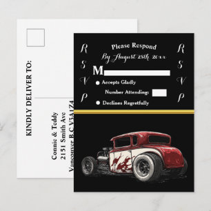 Wedding Invitation and Hot Rod Postcard