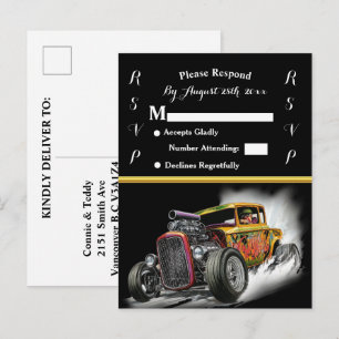 Wedding Invitation and Hot Rod Postcard