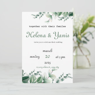 Wedding invitation announcement in modern green