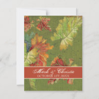 Wedding Invitation Autumn Grape Leaf Batik