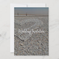 Wedding Invitation beach heart pebble design