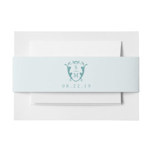 Wedding Invitation Belly Bands Monogram Turquoise Band